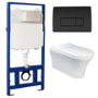 Indiana Wall Hung Toilet 1160mm Pneumatic Frame & Cistern & Black Flush Plate
