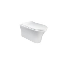 Wall Hung Rimless Toilet with Soft Close Seat, Brushed Brass Mechanical Flush Plate, 1168mm Frame & Cistern – Indiana
