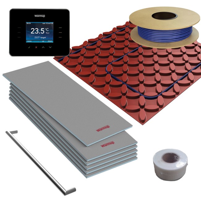 1sqm DCM Pro Electric Underfloor Heating Kit with 3iE Thermostat & Heated Towel Bar - Warmup