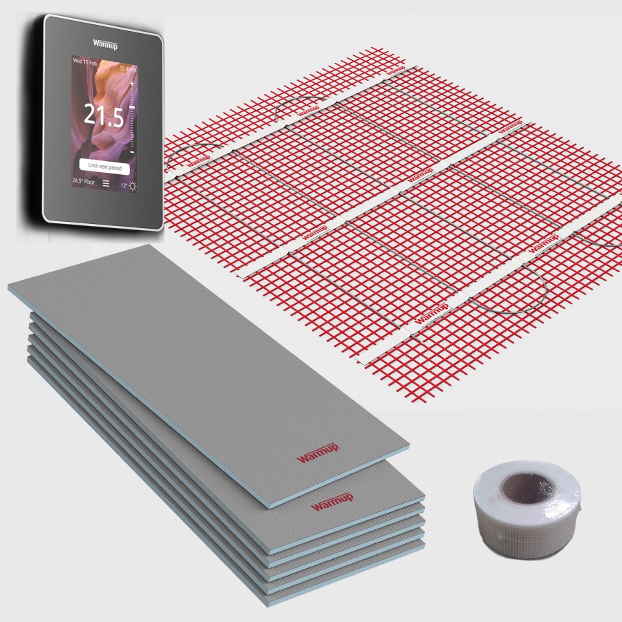 3sqm Electric Underfloor Heating Kit with 6iE WiFi Onyx Black Thermostat - Warmup Sticky Mat