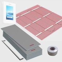 4sqm Electric Underfloor Heating Kit with 6iE WiFi Bright Porcelain Thermostat & Heated Towel Bar - Warmup Sticky Mat