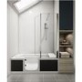 Kineduo Left Handed Walk-In Shower Bath with Screen and Black Panel 1700 x 750mm - Recess Installation