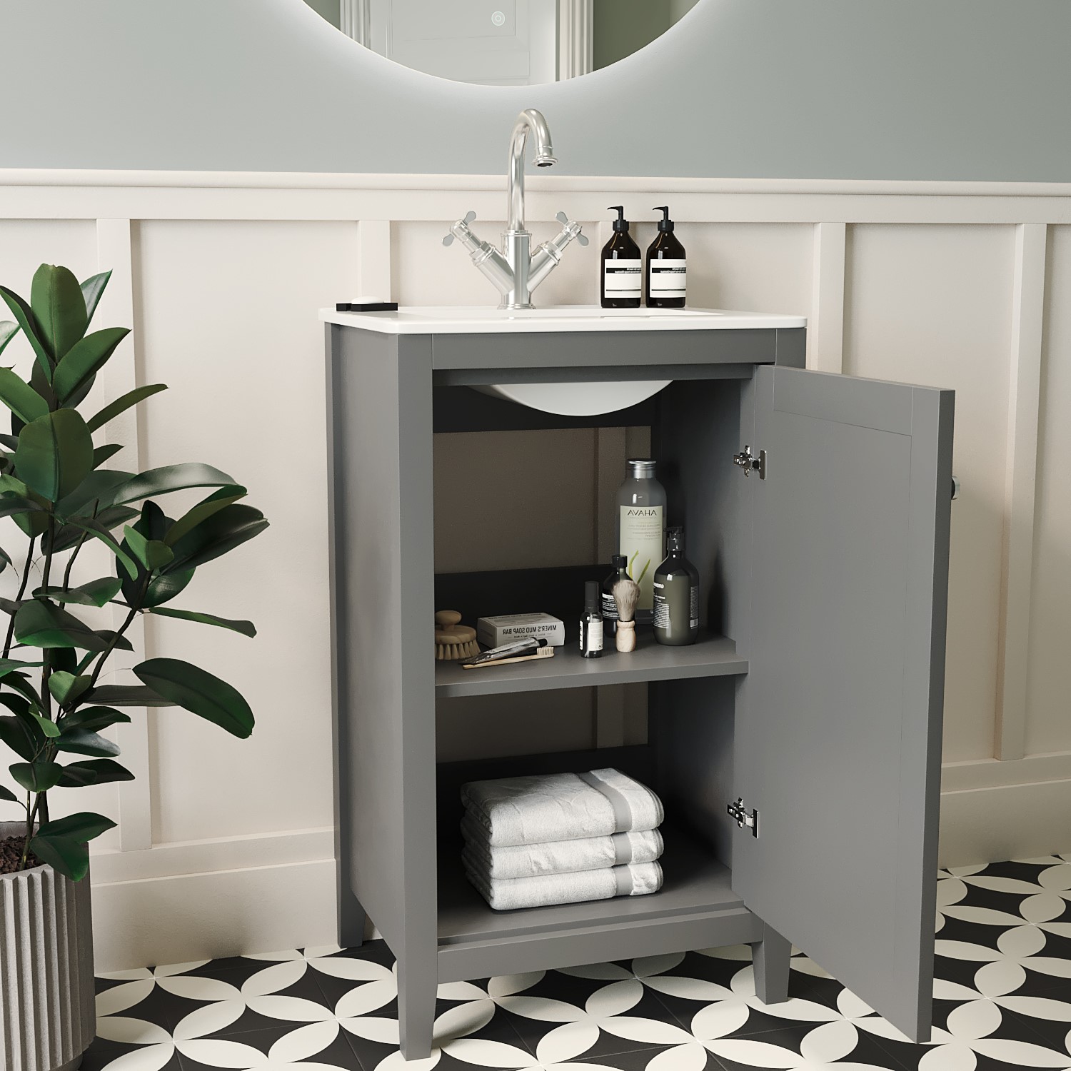 500mm Grey Freestanding Vanity Unit with Basin - Kinsley - Better Bathrooms