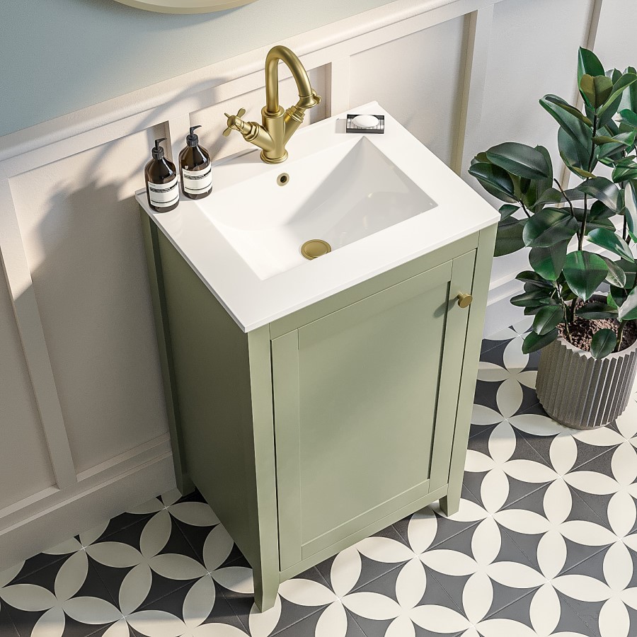 500mm Green Freestanding Vanity Unit with Basin - Kinsley