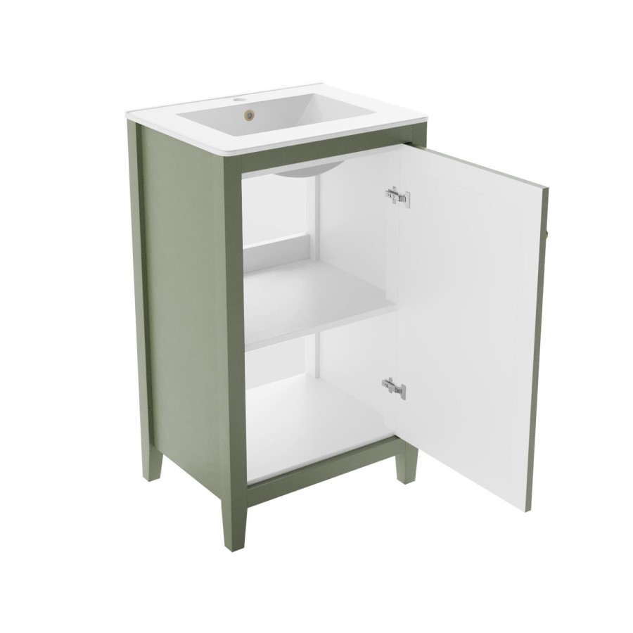 500mm Green Freestanding Vanity Unit with Basin - Kinsley