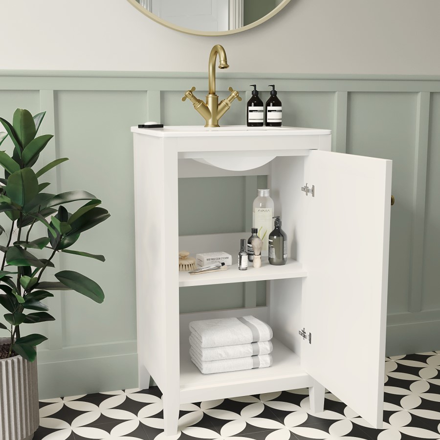 500mm White Freestanding Vanity Unit with Basin - Kinsley