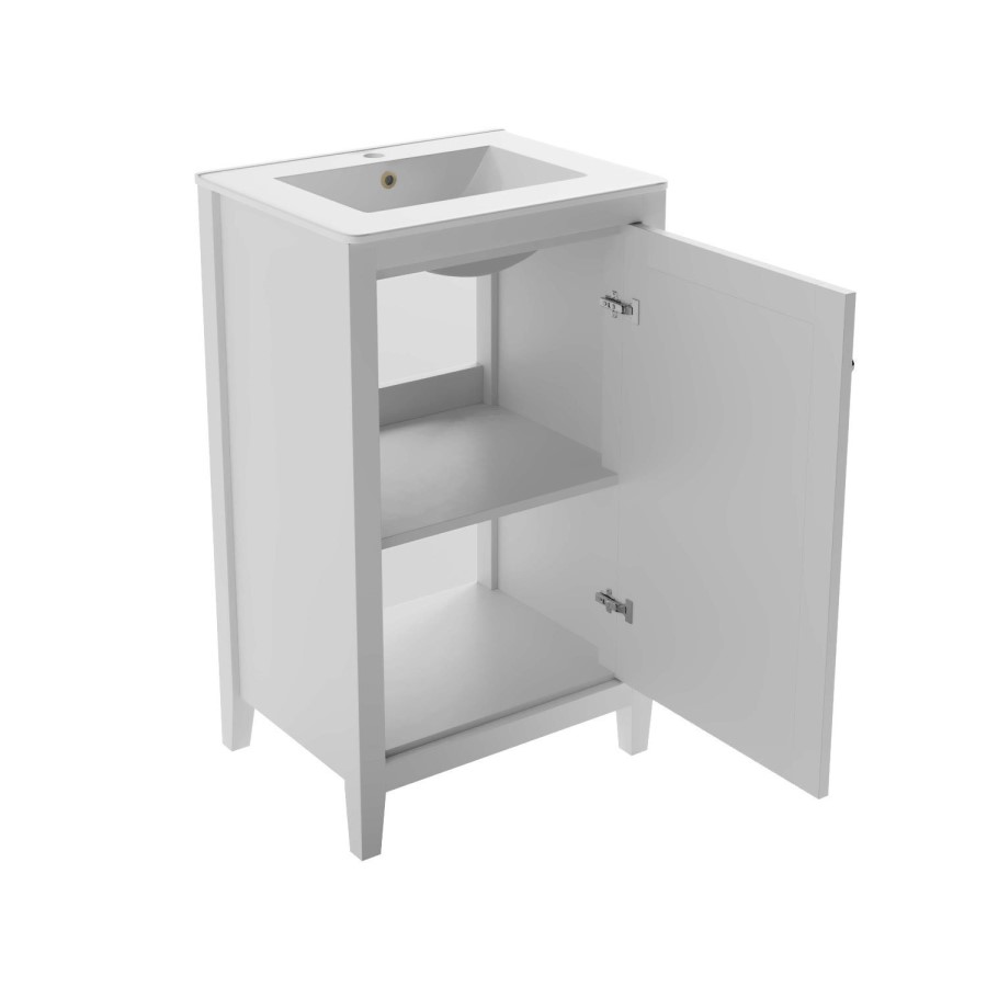 500mm White Freestanding Vanity Unit with Basin - Kinsley