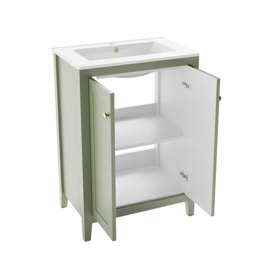 600mm Green Freestanding Vanity Unit with Basin - Kinsley