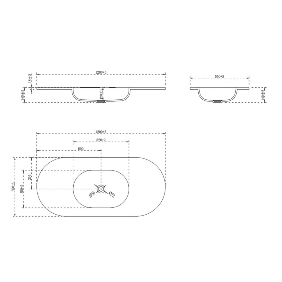1200mm Walnut Wood Effect Fluted Wall Hung Vanity Unit with Solid Surface Basin - Kobe