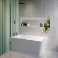 Freestanding Shower Bath Single Ended Left Hand Corner with Chrome Bath Screen 1500 x 740mm - Kona Freestanding Shower Bath Single Ended Left Hand Corner with Chrome Bath Screen 1500 x 740mm - Kona