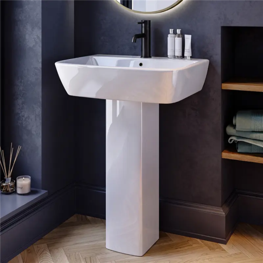 Black Freestanding Left Hand Shower Bath Suite with Toilet and Basin - Kona