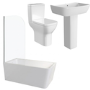 Chrome Freestanding Left Hand Shower Bath Suite with Toilet and Basin - Kona