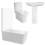 Chrome Freestanding Left Hand Shower Bath Suite with Toilet and Basin - Kona