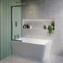 Freestanding Single Ended Left Hand Corner Shower Bath with Chrome Sliding Bath Screen 1500 x 740mm - Kona 
