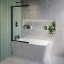 Freestanding Single Ended Left Hand Corner Shower Bath with Black Sliding Bath Screen 1500 x 740mm - Kona