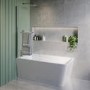 Freestanding Single Ended Left Hand Corner Shower Bath with Chrome Bath Screen with Towel Rail 1500 x 740mm - Kona