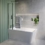 Freestanding Single Ended Left Hand Corner Shower Bath with Chrome Bath Screen with Fixed Panel &  Towel Rail 1500 x 740mm - Kona