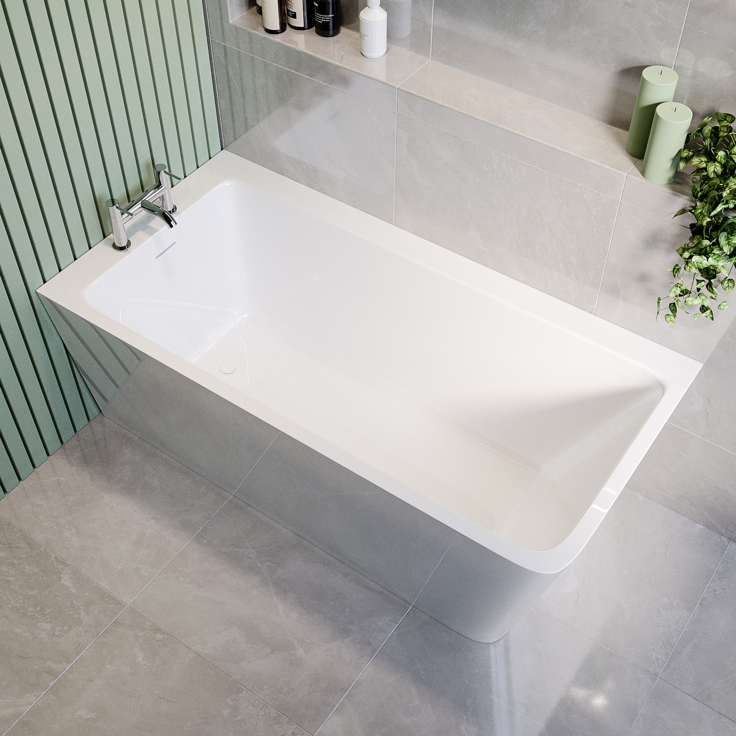 Kona White Freestanding Single Ended Left Hand Corner Bath 1500 X 740Mm