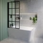 Freestanding Single Ended Left Hand Corner Shower Bath with Black Grid Bath Screen 1500 x 740mm - Kona