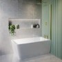Freestanding Shower Bath Single Ended Right Hand Corner with Brass Bath Screen 1500 x 740mm - Kona
