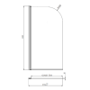Brushed Brass Hinged Shower Bath Screen 1450 x 775mm - Taurus
