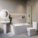 BUN/KONARH1500/89942 Brass Freestanding Right Hand Shower Bath Suite with Toilet and Basin - Kona