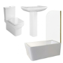 Brass Freestanding Right Hand Shower Bath Suite with Toilet and Basin - Kona