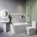 BUN/KONARH1500/89946 Chrome Freestanding Right Hand Shower Bath Suite with Toilet and Basin - Kona