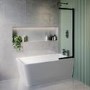Freestanding Single Ended Right Hand Corner Shower Bath with Black Sliding Bath Screen 1500 x 740mm - Kona