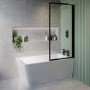 Freestanding Single Ended Right Hand Corner Shower Bath with Black Bath Screen 1500 x 740mm - Kona