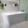 Freestanding Single Ended Right Hand Corner Shower Bath with Black Bath Screen with Fixed Panel &  Towel Rail  1500 x 740mm - Kona