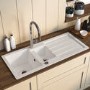 1.5 Bowl White Inset Granite Composite Kitchen Sink with Reversible Drainer - Enza Laurie