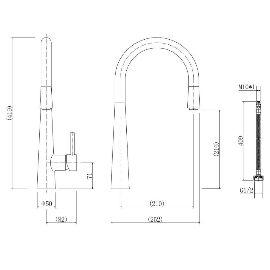 1.5 Bowl Black Inset Composite Kitchen Sink and Reversible Drainer with Black Pull Out Kitchen Tap Set - Enza