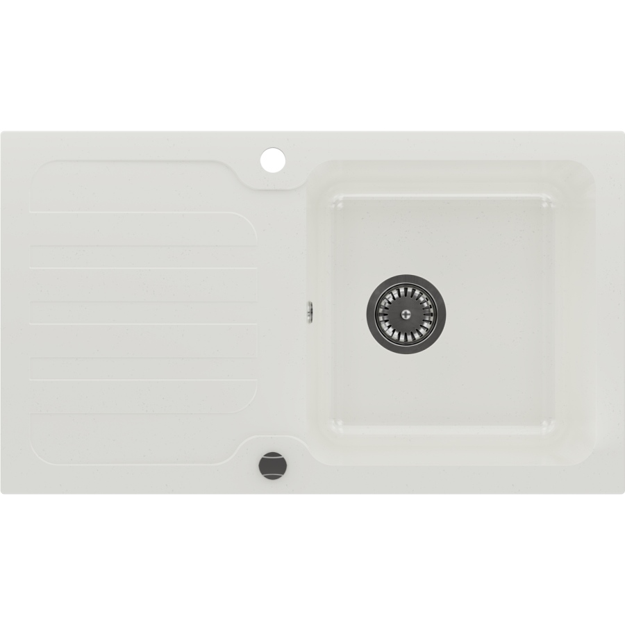 Single Bowl White Inset Granite Composite Kitchen Sink with Reversible Drainer - Enza Laurie