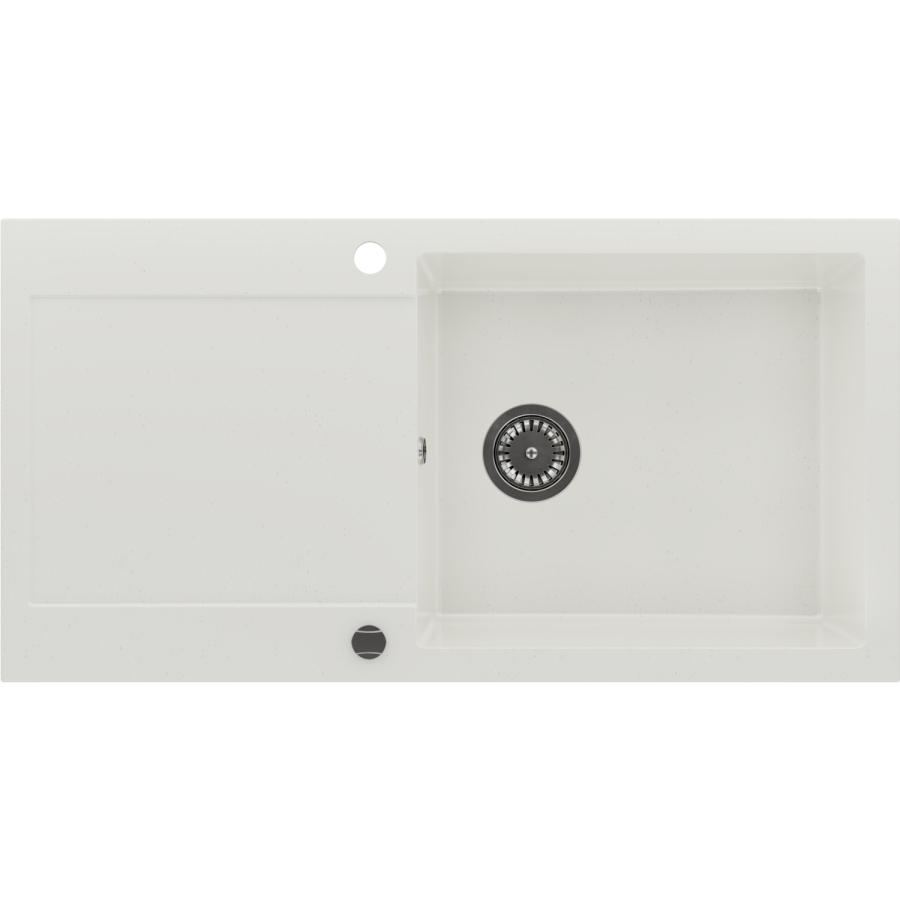 Large Single Bowl White Inset Granite Composite Kitchen Sink with Reversible Drainer - Enza Laurie
