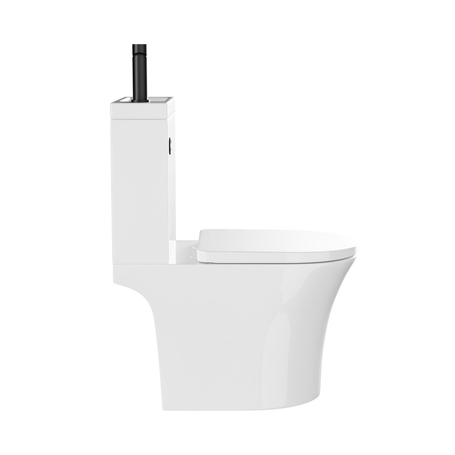Close Coupled Open Back Toilet with Sink on Top & Black Fittings - Legend