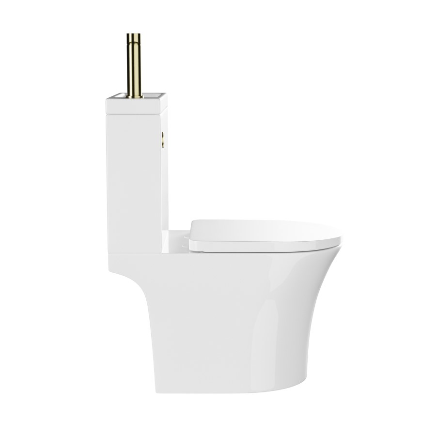 Close Coupled Open Back Toilet with Sink on Top & Brass Fittings Cloakroom Suite - Legend