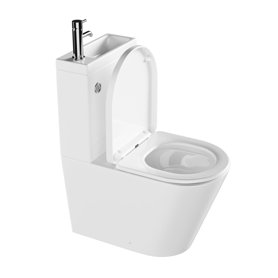 Close Coupled Closed Back Toilet with Sink on Top & Chrome Fittings - Legend