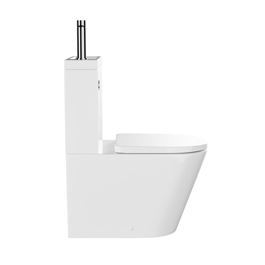 Close Coupled Closed Back Toilet with Sink on Top & Chrome Fittings Cloakroom Suite - Legend
