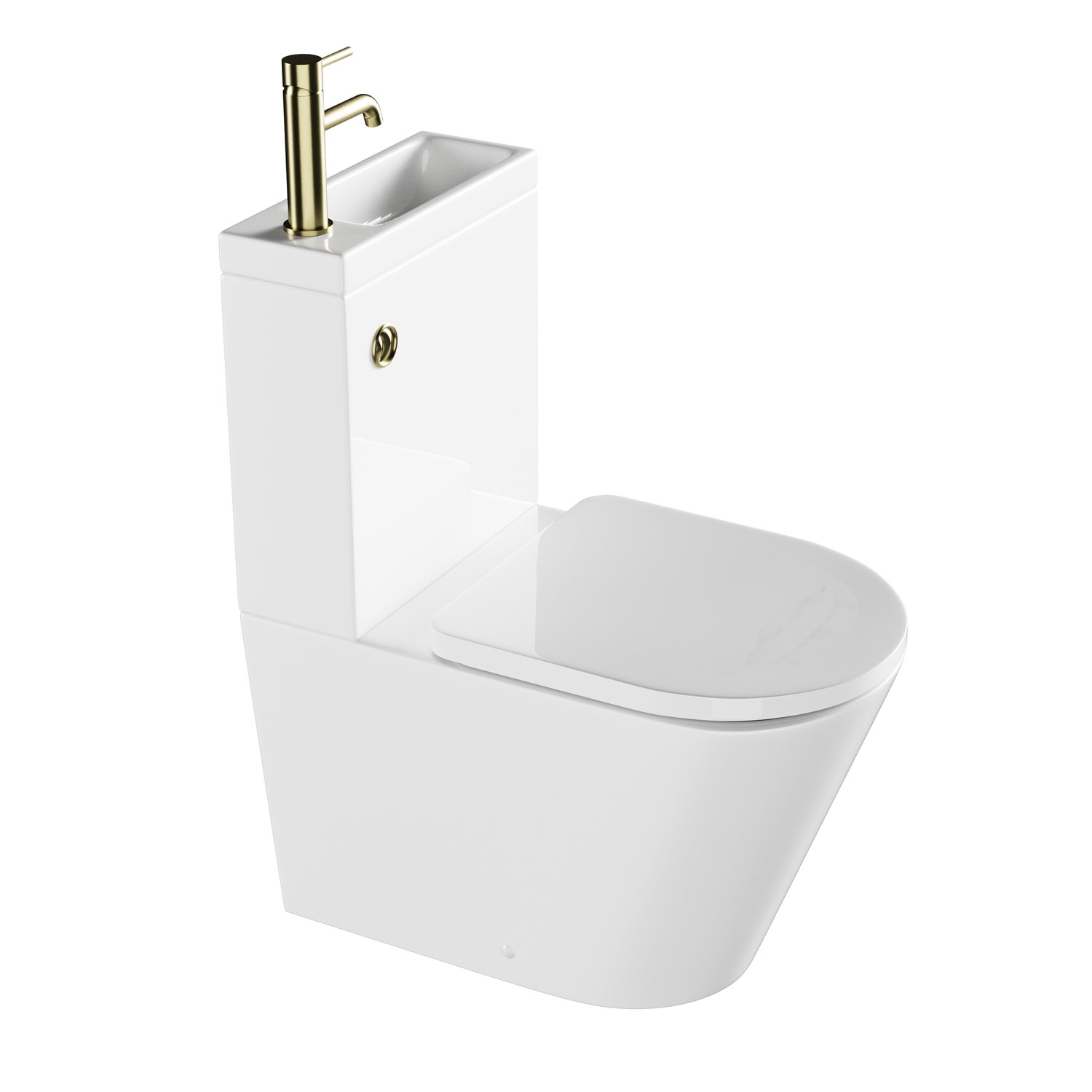 Close Coupled Closed Back Toilet with Sink on Top & Brass Fittings ...