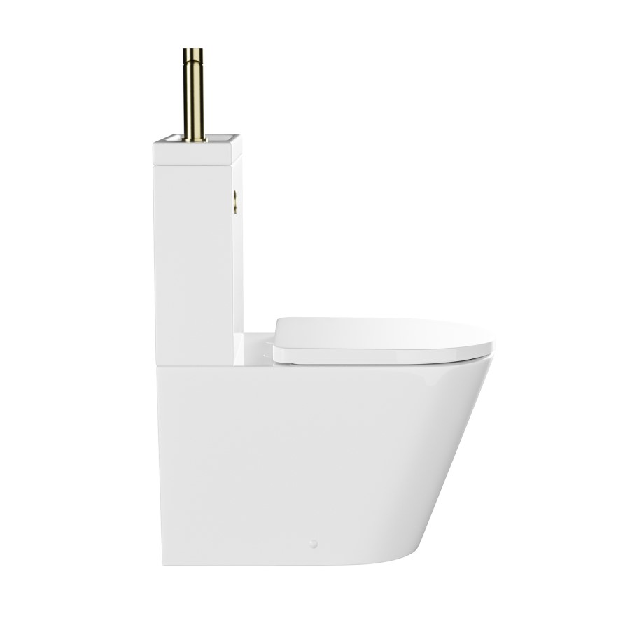 Close Coupled Closed Back Toilet with Sink on Top & Brass Fittings Cloakroom Suite - Legend