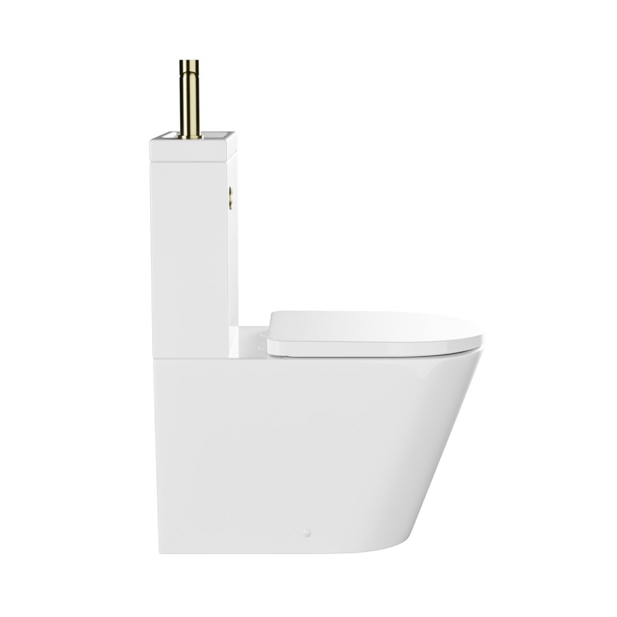 Close Coupled Closed Back Toilet with Sink on Top & Brass Fittings - Legend
