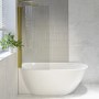 Freestanding Shower Bath Single Ended Left Hand Corner with Brass Bath Screen 1650 x 740mm - Lisbon