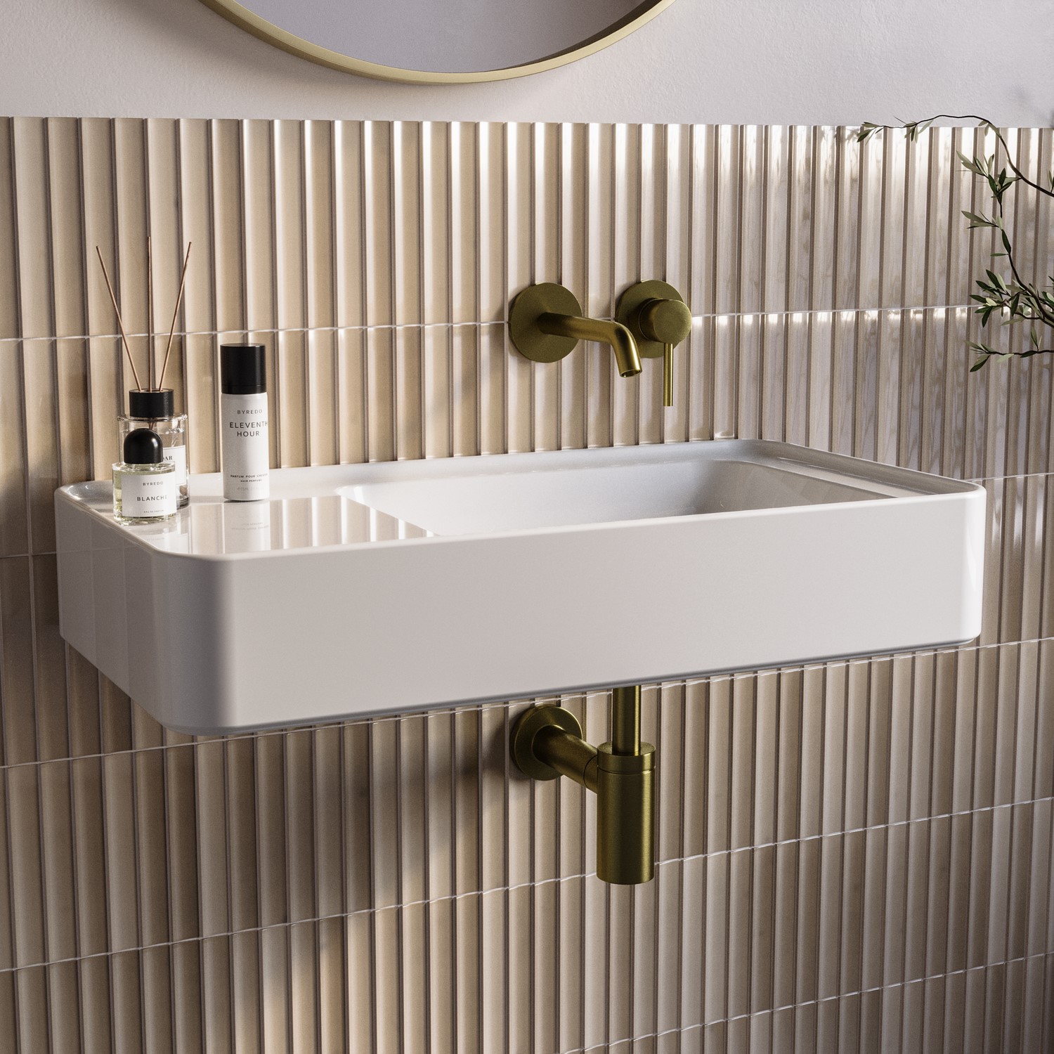 White Rectangular Wall Hung Basin 765mm - Logan - Better Bathrooms