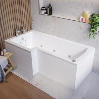 L Shape Whirlpool Spa Shower Bath, Left Hand 1700 x 850mm - Lomax L Shape Whirlpool Spa Shower Bath, Left Hand 1700 x 850mm - Lomax