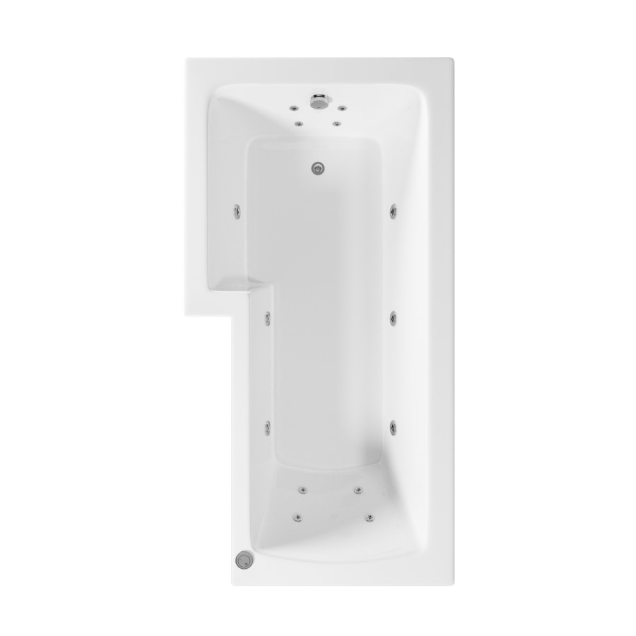 L Shape Whirlpool Spa Shower Bath, Left Hand 1700 x 850mm - Lomax