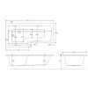 L Shape Left Hand Whirlpool Spa Shower Bath with 14 Whirlpool Jets with Front Panel &amp; Chrome Bath Screen 1700 x 850mm - Lomax