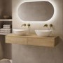 1200mm Oak Wood Effect Wall Hung Countertop Vanity Unit with Oval Basin - Lugo
