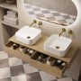 1200mm Oak Wood Effect Wall Hung Countertop Vanity Unit with Curved Square Basin - Lugo