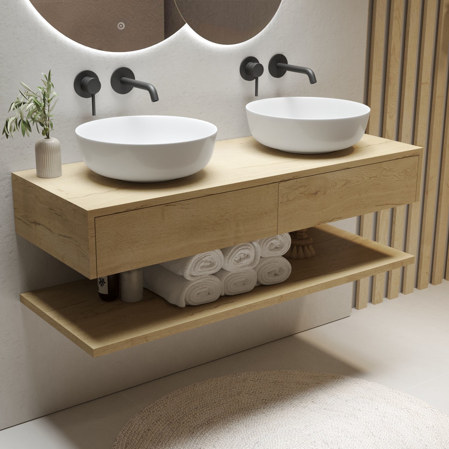 Elegant Vanity Unit with Round Basin – Timeless Bathroom Design